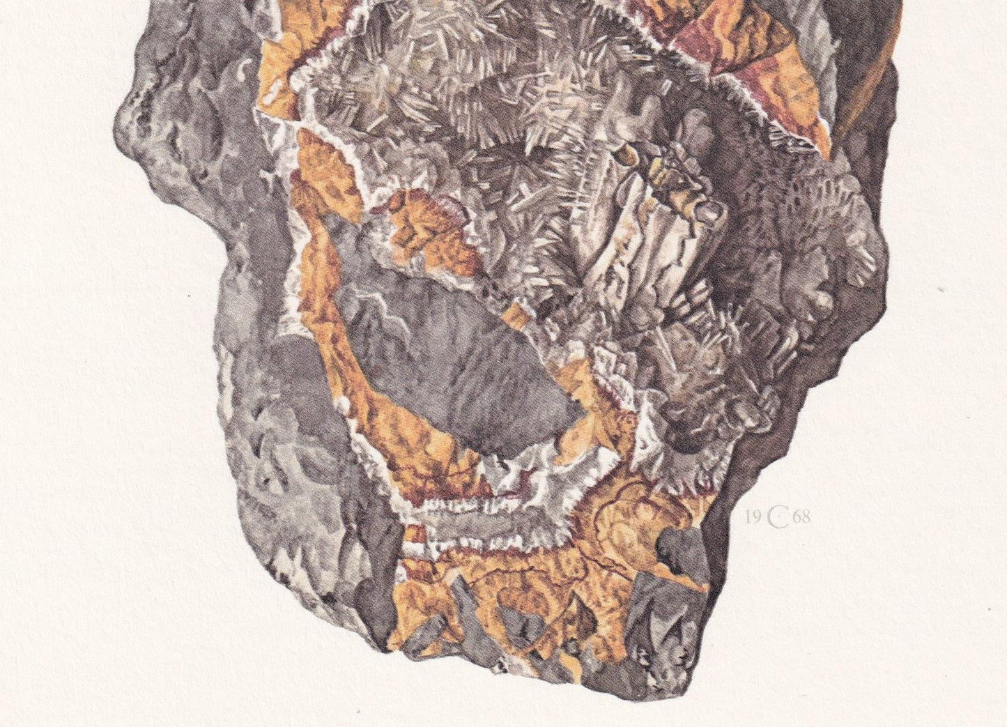 1968 NATROLITE Print - Mineral Wall Art Gift - Mineralogy Decor - Precious Stones - Vintage Rock Art - Element - 7.5 x 10.6 Inches