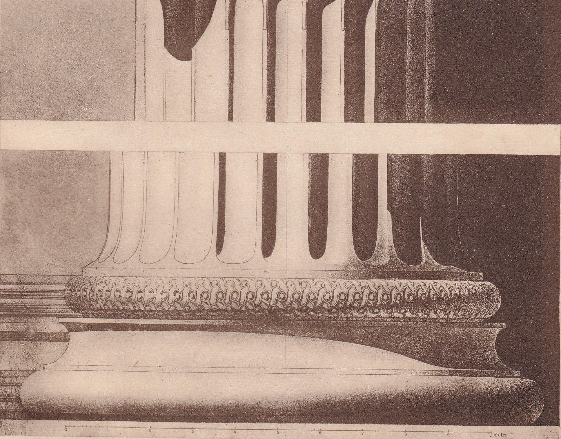 c. 1910 ERECHTHEION TEMPLE COLUMNS, Acropolis - Roman Architecture Print - Roman Greek History - Gift Decor - 8.6 x 12 Inches