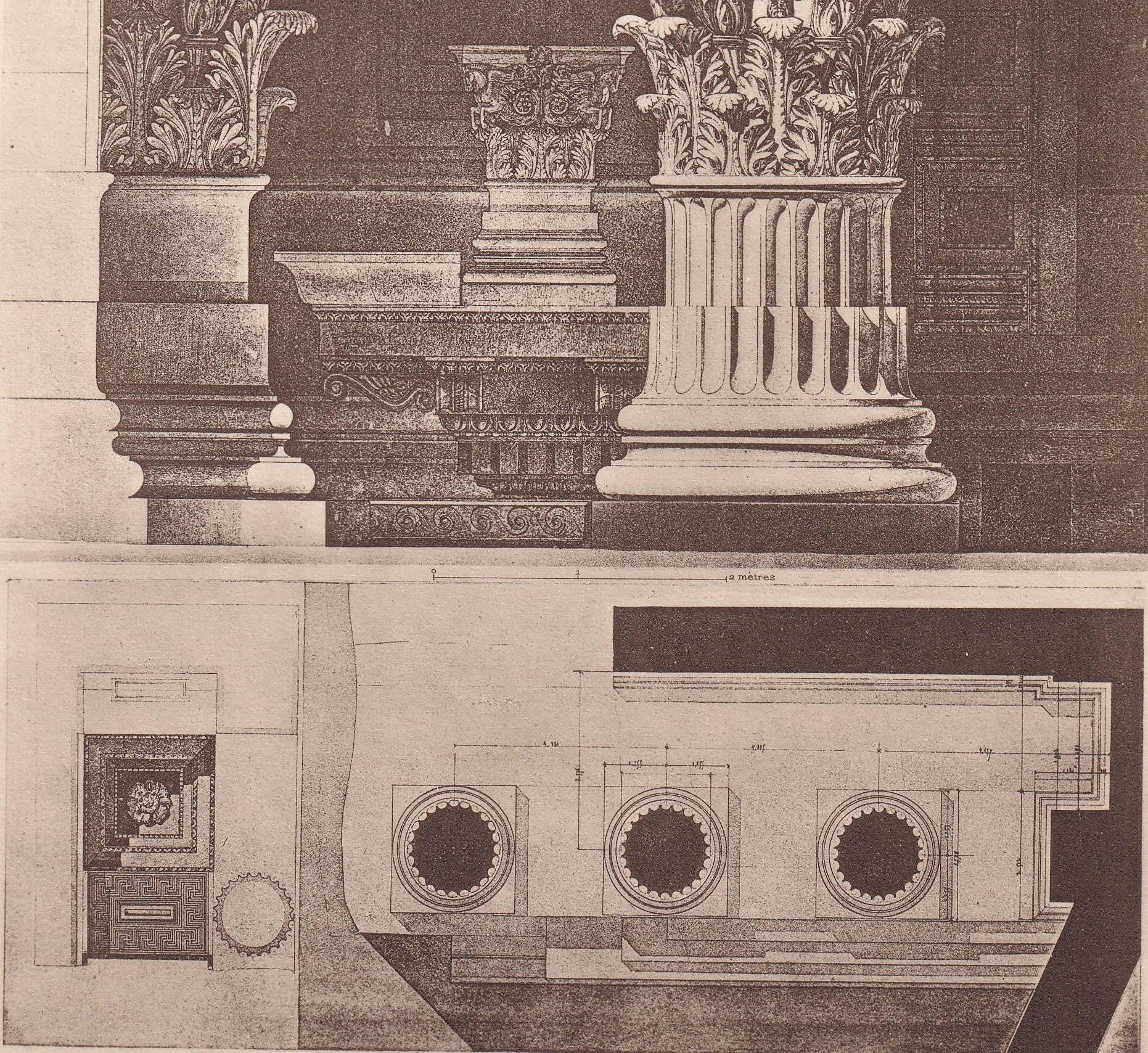 c. 1910 TEMPLE Of MARS ULTOR, Forum Romanum, Rome - Roman Architecture Print - Roman Greek History - Gift Decor - 8.6 x 12 In