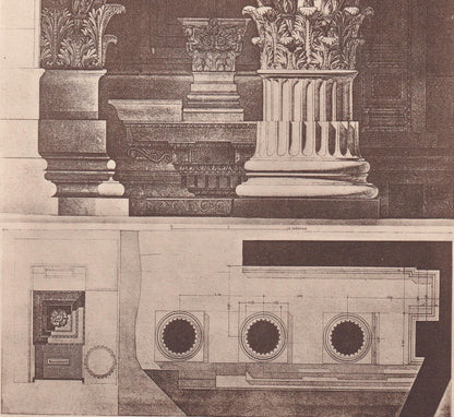 c. 1910 TEMPLE Of MARS ULTOR, Forum Romanum, Rome - Roman Architecture Print - Roman Greek History - Gift Decor - 8.6 x 12 In