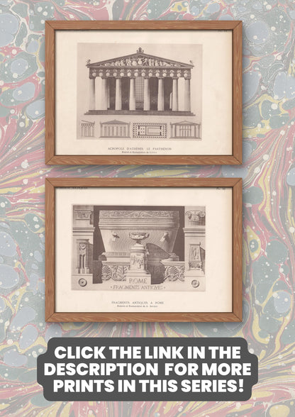 c. 1910 TEMPLE of MARS the Avenger, Rome - Roman Architecture Print - Roman Greek History - Gift Decor - 8.6 x 12 Inches