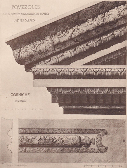 c. 1910 TEMPLE Of SERAPIS, POZZUOLI, Italy - Roman Architecture Print - Roman Greek History - Gift Decor - 8.6 x 12 Inches