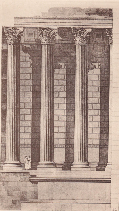 c. 1910 TEMPLE Of MARS the AVENGER, Rome, Italy - Roman Architecture Print - Roman Greek History - Gift Decor - 8.6 x 12 Inch