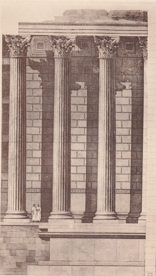 c. 1910 TEMPLE Of MARS the AVENGER, Rome, Italy - Roman Architecture Print - Roman Greek History - Gift Decor - 8.6 x 12 Inch