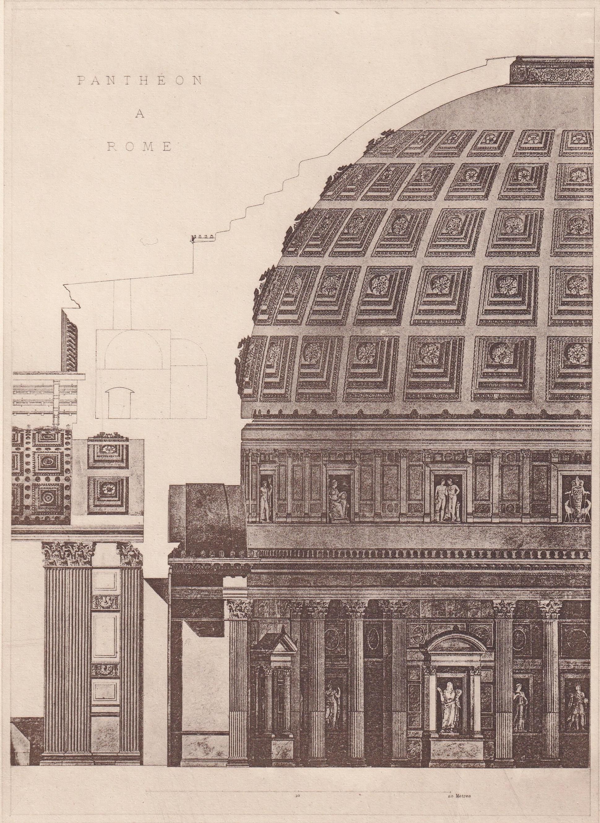 c. 1910 PANTHEON, Rome, Italy - Roman Architecture Print - Roman Greek History - Gift Decor - 8.6 x 12 Inches