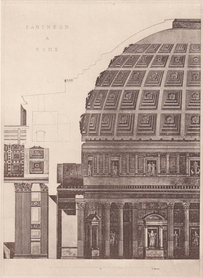 c. 1910 PANTHEON, Rome, Italy - Roman Architecture Print - Roman Greek History - Gift Decor - 8.6 x 12 Inches