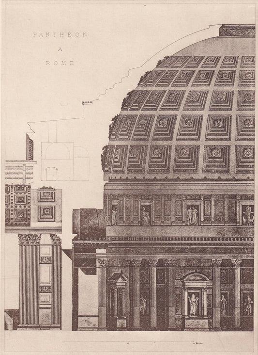 c. 1910 PANTHEON, Rome, Italy - Roman Architecture Print - Roman Greek History - Gift Decor - 8.6 x 12 Inches
