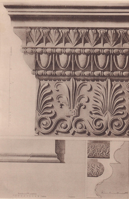 c. 1910 ERECHTHEION or TEMPLE Of ATHENA Polias, Athens - Roman Architecture Print - Roman Greek History - Gift Decor - 8.6 x 