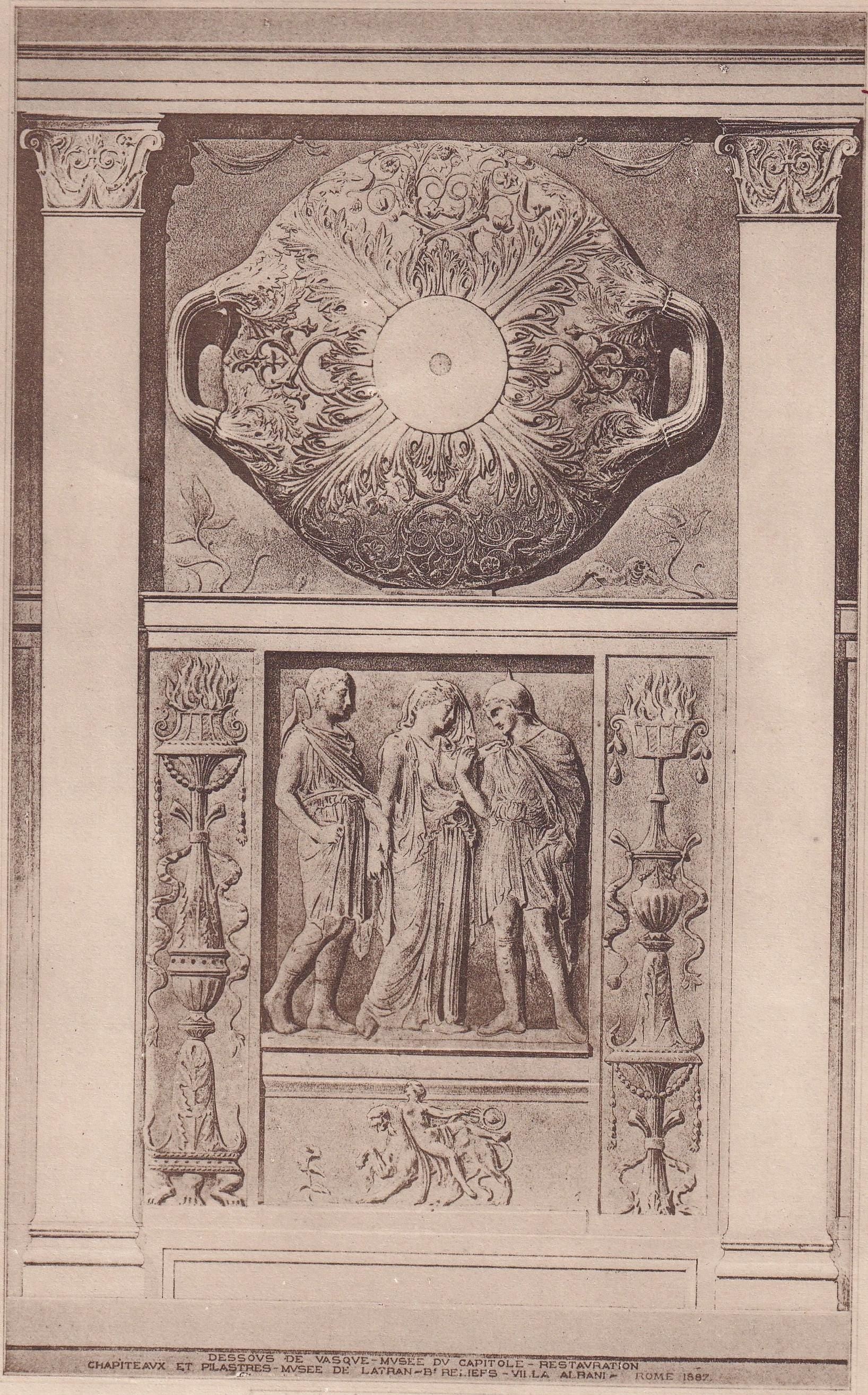 c. 1910 MOTIFS In ROMAN TEMPLE, Rome, Italy - Roman Architecture Print - Roman Greek History - Gift Decor - 8.6 x 12 Inches