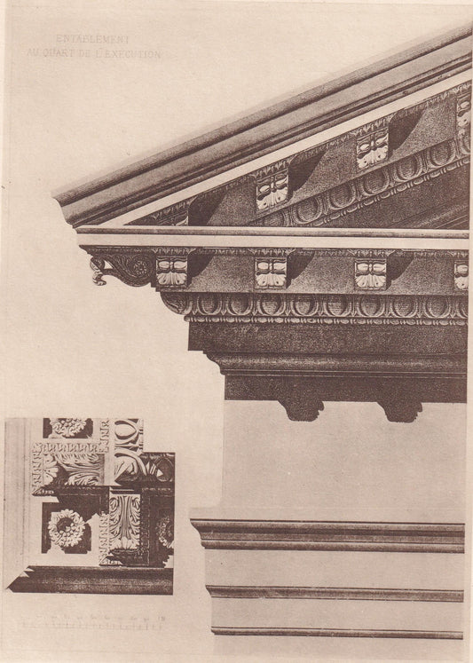 c. 1910 PORTICO of the PANTHEON, Rome, Italy - Roman Architecture Print - Roman Greek History - Gift Decor - 8.6 x 12 Inches