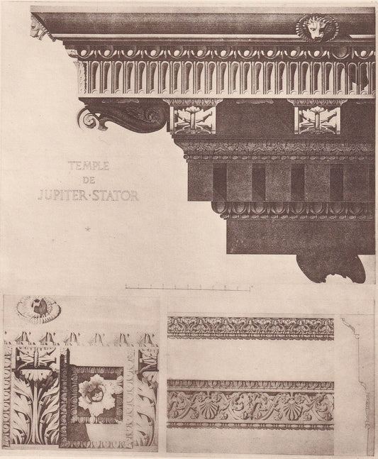 c. 1910 TEMPLE of JUPITER STATOR, Rome, Italy - Roman Architecture Print - Roman Greek History - Gift Decor - 8.6 x 12 Inches