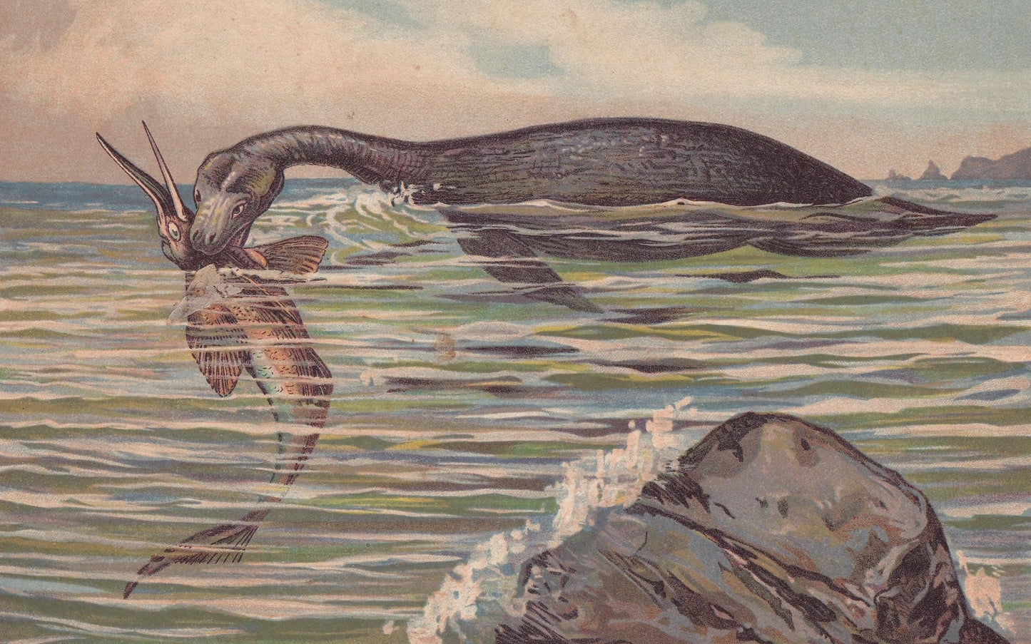 1902 PLESIOSAURUS Print - Jurassic Reptile - Mammal Evolution - Paleoart - Prehistoric Animals Wall Art - Dinosaur - 10.5 x 7