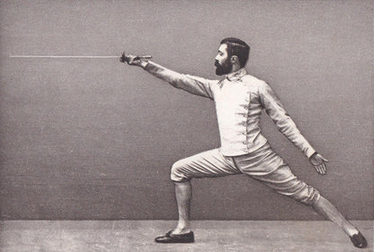1890 SWORD FENCING Photogravure Print - Third Position, Lunge or Extension - Original Antique - Vintage Sports Wall Art - 7.5