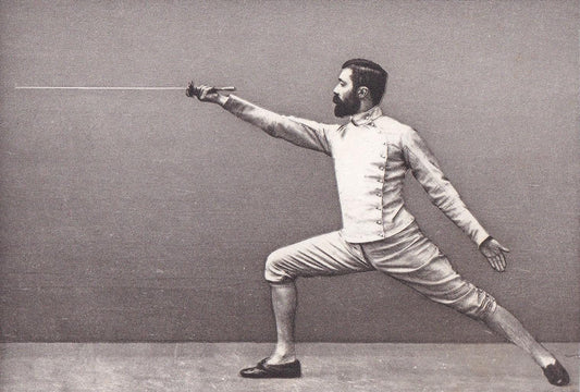 1890 SWORD FENCING Photogravure Print - Third Position, Lunge or Extension - Original Antique - Vintage Sports Wall Art - 7.5
