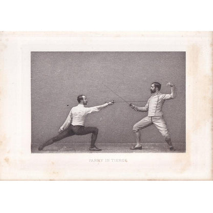 1890 SWORD FENCING Photogravure Print - Parry in Tierce - Original Antique - Vintage Sports Wall Art Decor - 7.5 x 5 Inches