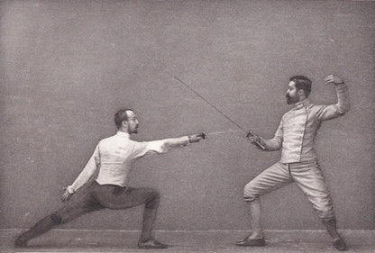 1890 SWORD FENCING Photogravure Print - Parry in Quarte - Original Antique - Vintage Sports Wall Art Decor - 7.5 x 5 Inches