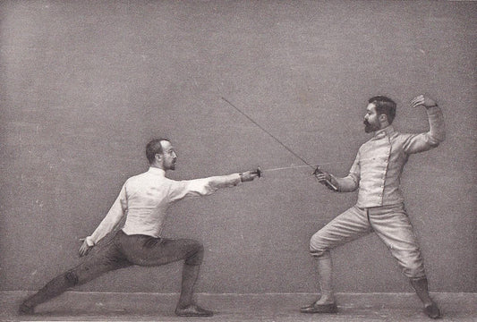 1890 SWORD FENCING Photogravure Print - Parry in Quarte - Original Antique - Vintage Sports Wall Art Decor - 7.5 x 5 Inches