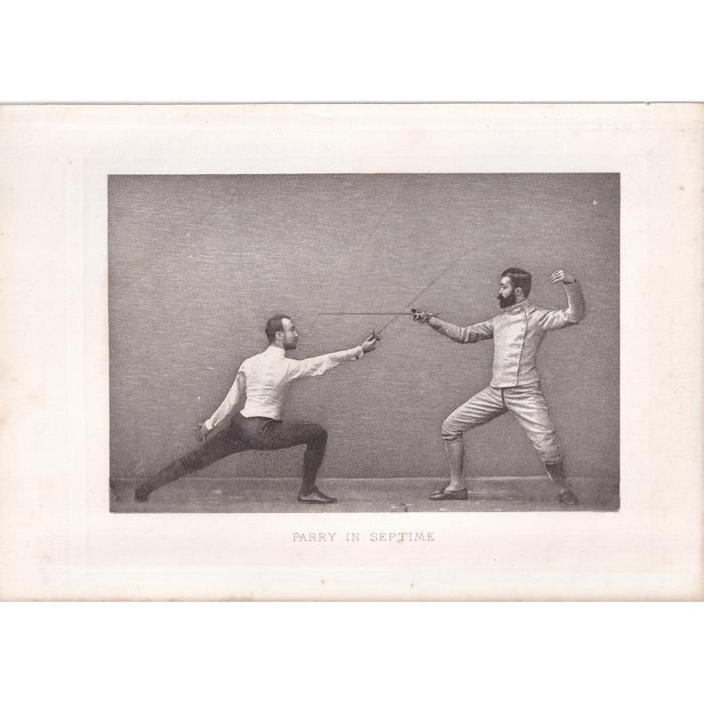 1890 SWORD FENCING Photogravure Print - Parry in Septime - Original Antique - Vintage Sports Wall Art Decor - 7.5 x 5 Inches