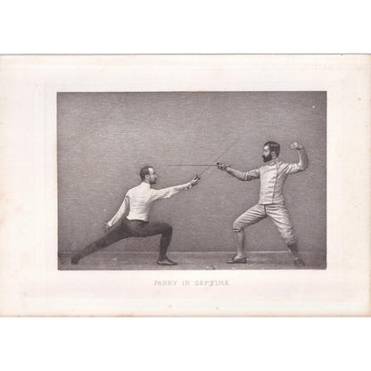 1890 SWORD FENCING Photogravure Print - Parry in Septime - Original Antique - Vintage Sports Wall Art Decor - 7.5 x 5 Inches