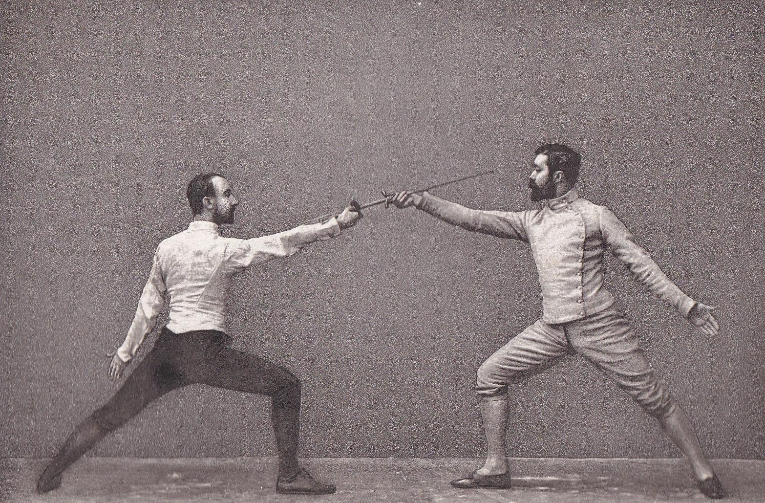 1890 SWORD FENCING Photogravure Print - Time Thrust in Sixte - Original Antique - Vintage Sports Wall Art Decor - 7.5 x 5 Inc