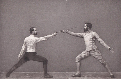 1890 SWORD FENCING Photogravure Print - Time Thrust in Sixte - Original Antique - Vintage Sports Wall Art Decor - 7.5 x 5 Inc