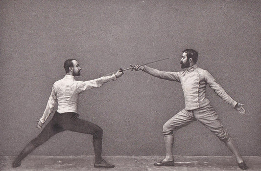 1890 SWORD FENCING Photogravure Print - Time Thrust in Sixte - Original Antique - Vintage Sports Wall Art Decor - 7.5 x 5 Inc