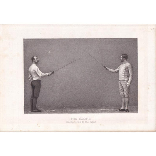 1890 SWORD FENCING Photogravure Print - The Salute, Recognition to the Right - Original Antique - Vintage Sports Wall Art - 7.5 x 5 Inches