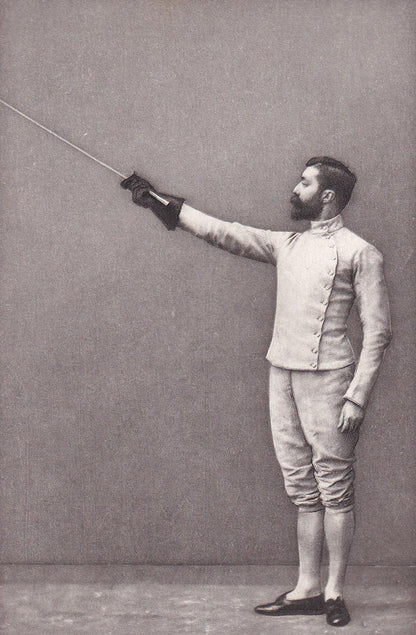 1890 SWORD FENCING Photogravure Print - First Position - Original Antique - Vintage Sports Wall Art - 5 x 7.5 Inches