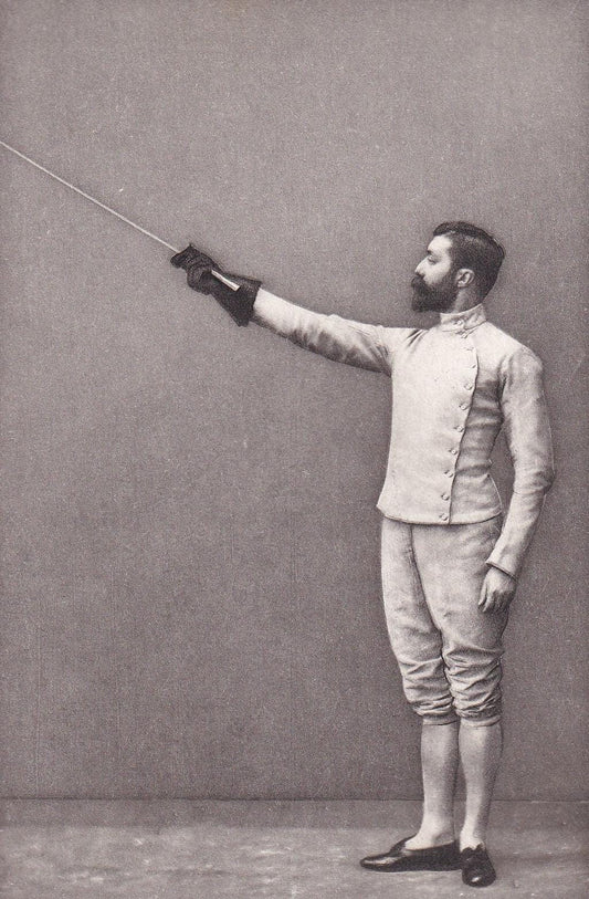 1890 SWORD FENCING Photogravure Print - First Position - Original Antique - Vintage Sports Wall Art - 5 x 7.5 Inches