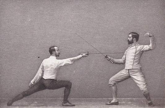 1890 SWORD FENCING Photogravure Print - Parry in Tierce - Original Antique - Vintage Sports Wall Art Decor - 7.5 x 5 Inches
