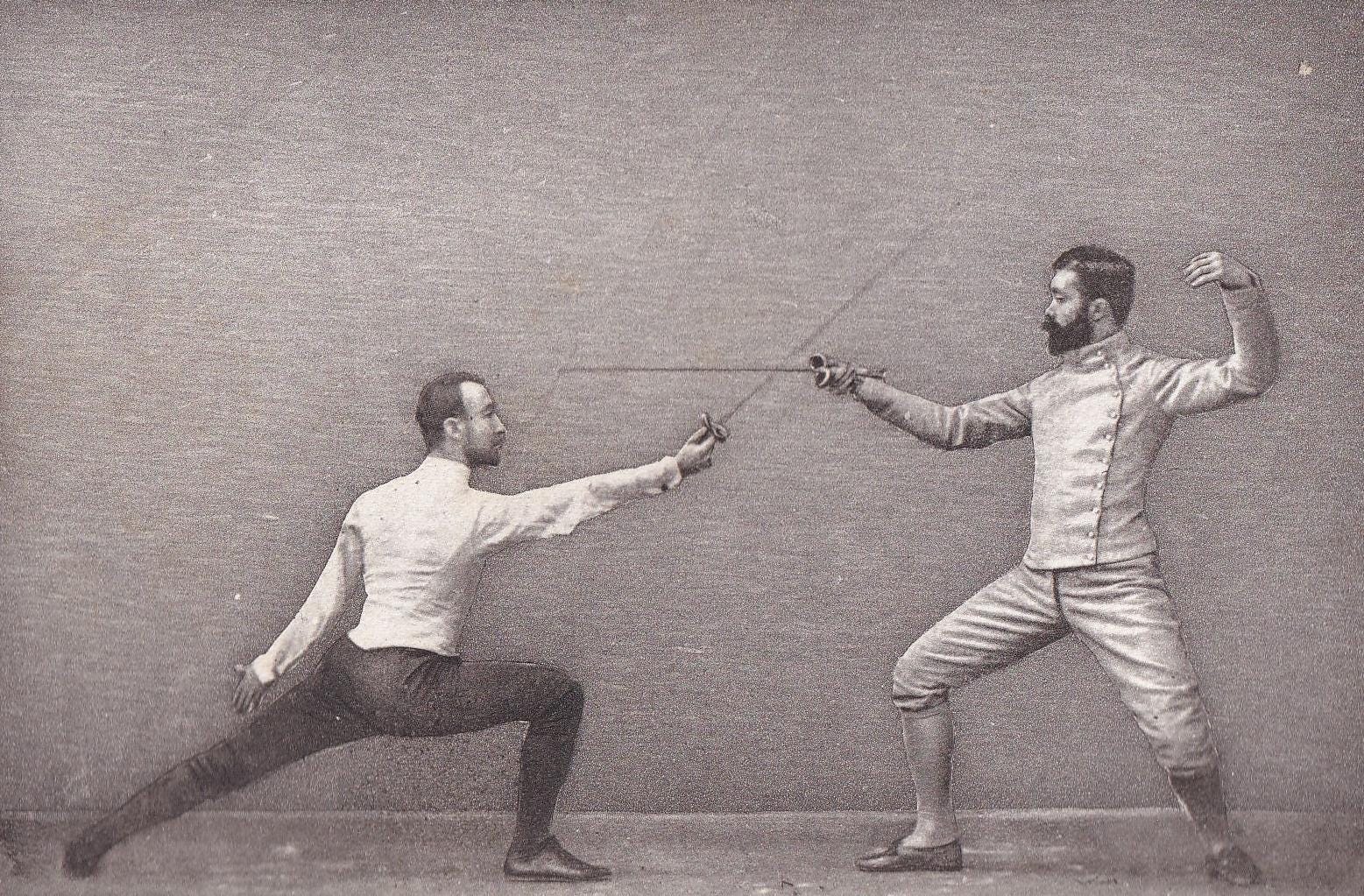 1890 SWORD FENCING Photogravure Print - Parry in Septime - Original Antique - Vintage Sports Wall Art Decor - 7.5 x 5 Inches