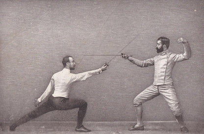 1890 SWORD FENCING Photogravure Print - Parry in Septime - Original Antique - Vintage Sports Wall Art Decor - 7.5 x 5 Inches