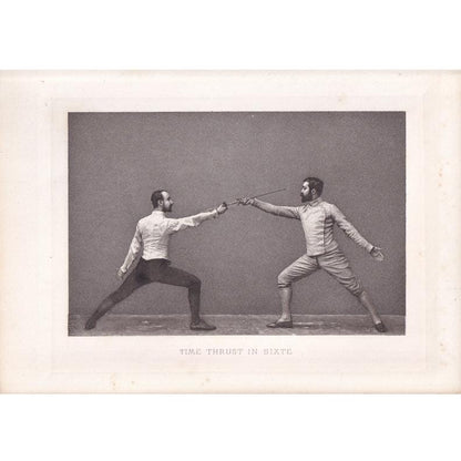 1890 SWORD FENCING Photogravure Print - Time Thrust in Sixte - Original Antique - Vintage Sports Wall Art Decor - 7.5 x 5 Inc