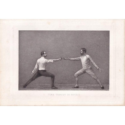 1890 SWORD FENCING Photogravure Print - Time Thrust in Octave - Original Antique - Vintage Sports Wall Art Decor - 7.5 x 5 In
