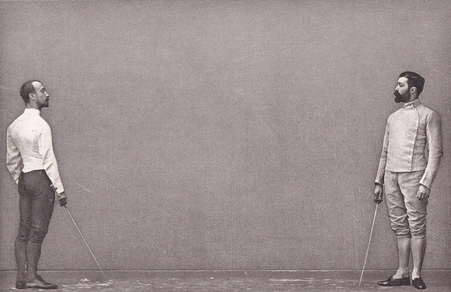 1890 SWORD FENCING Photogravure Print - The Salute, Taking Position - Original Antique - Vintage Sports Wall Art Decor - 7.5 x 5 Inches