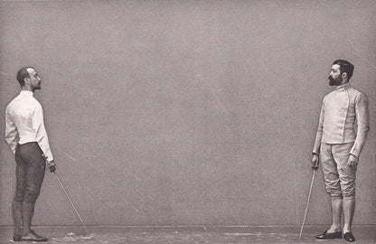 1890 SWORD FENCING Photogravure Print - The Salute, Taking Position - Original Antique - Vintage Sports Wall Art Decor - 7.5 x 5 Inches