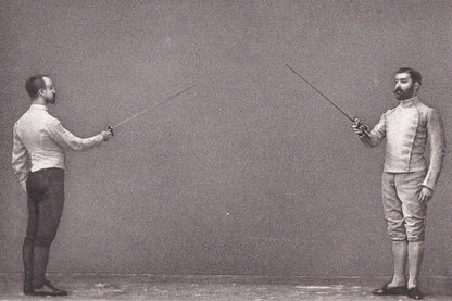 1890 SWORD FENCING Photogravure Print - The Salute, Recognition to the Left - Original Antique - Vintage Sports Wall Art - 7.5 x 5 Inches