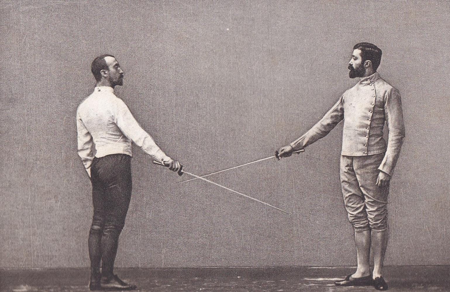 1890 SWORD FENCING Photogravure Print - End of The Salute - Original Antique - Vintage Sports Wall Art - 7.5 x 5 Inches