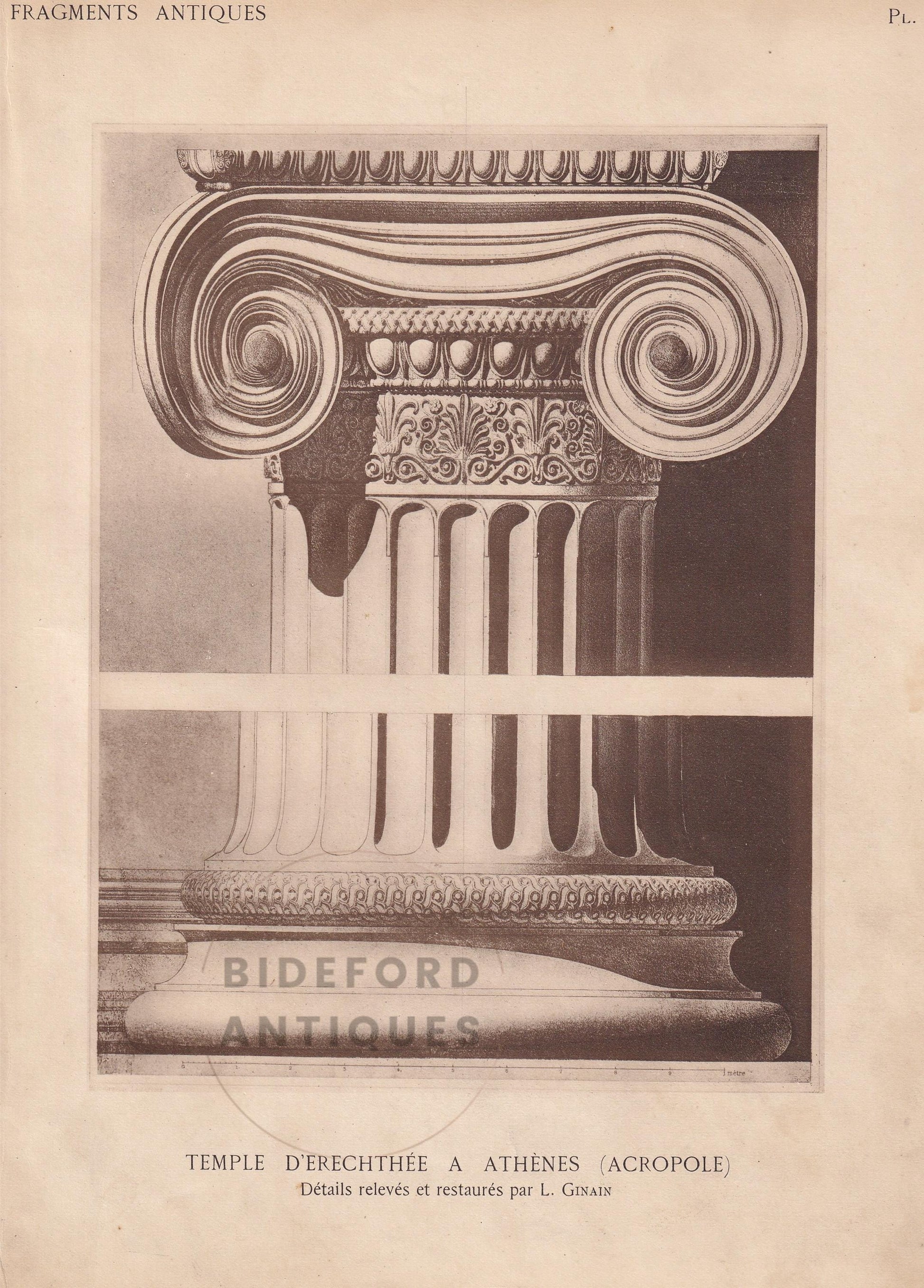 c. 1910 ERECHTHEION TEMPLE COLUMNS, Acropolis - Roman Architecture Print - Roman Greek History - Gift Decor - 8.6 x 12 Inches