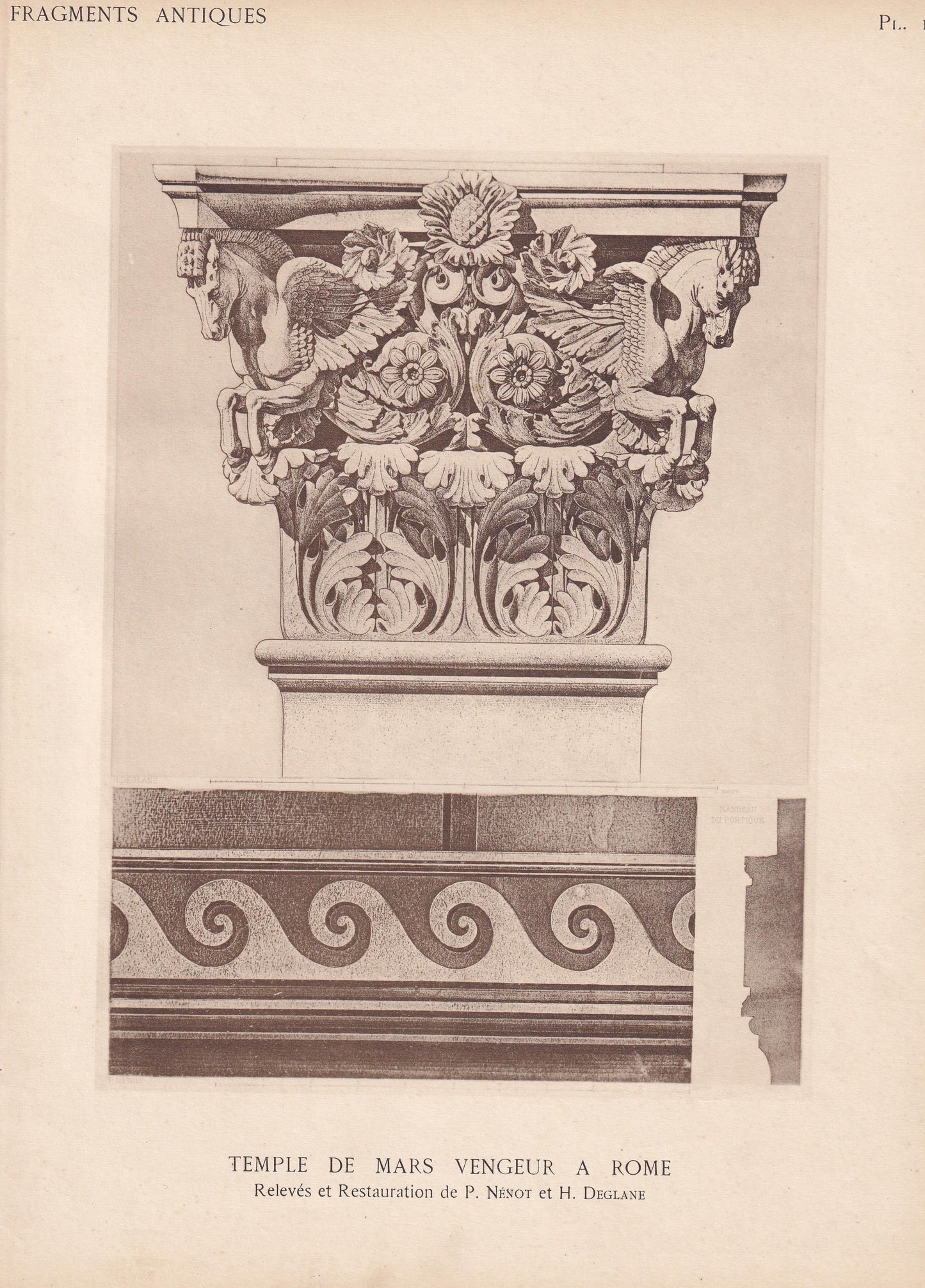 c. 1910 TEMPLE of MARS the Avenger, Rome - Roman Architecture Print - Roman Greek History - Gift Decor - 8.6 x 12 Inches