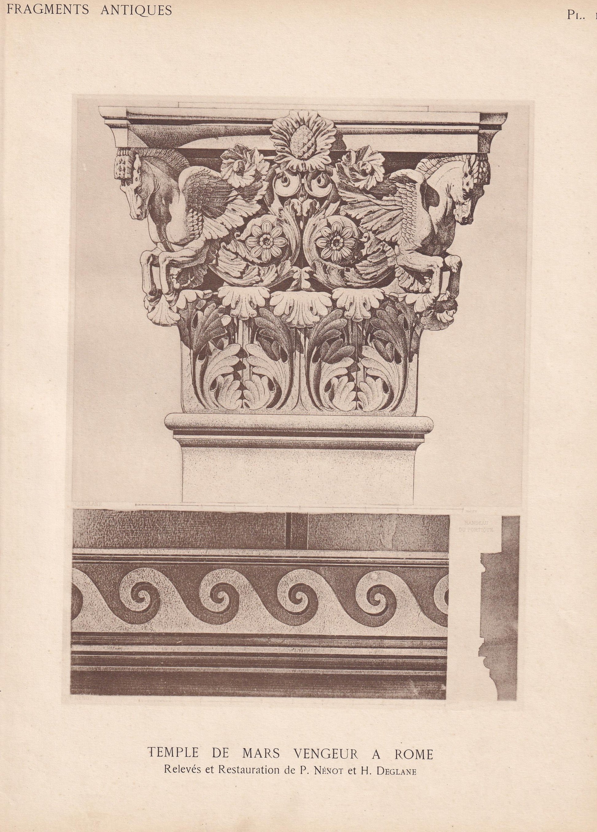 c. 1910 TEMPLE of MARS the Avenger, Rome - Roman Architecture Print - Roman Greek History - Gift Decor - 8.6 x 12 Inches