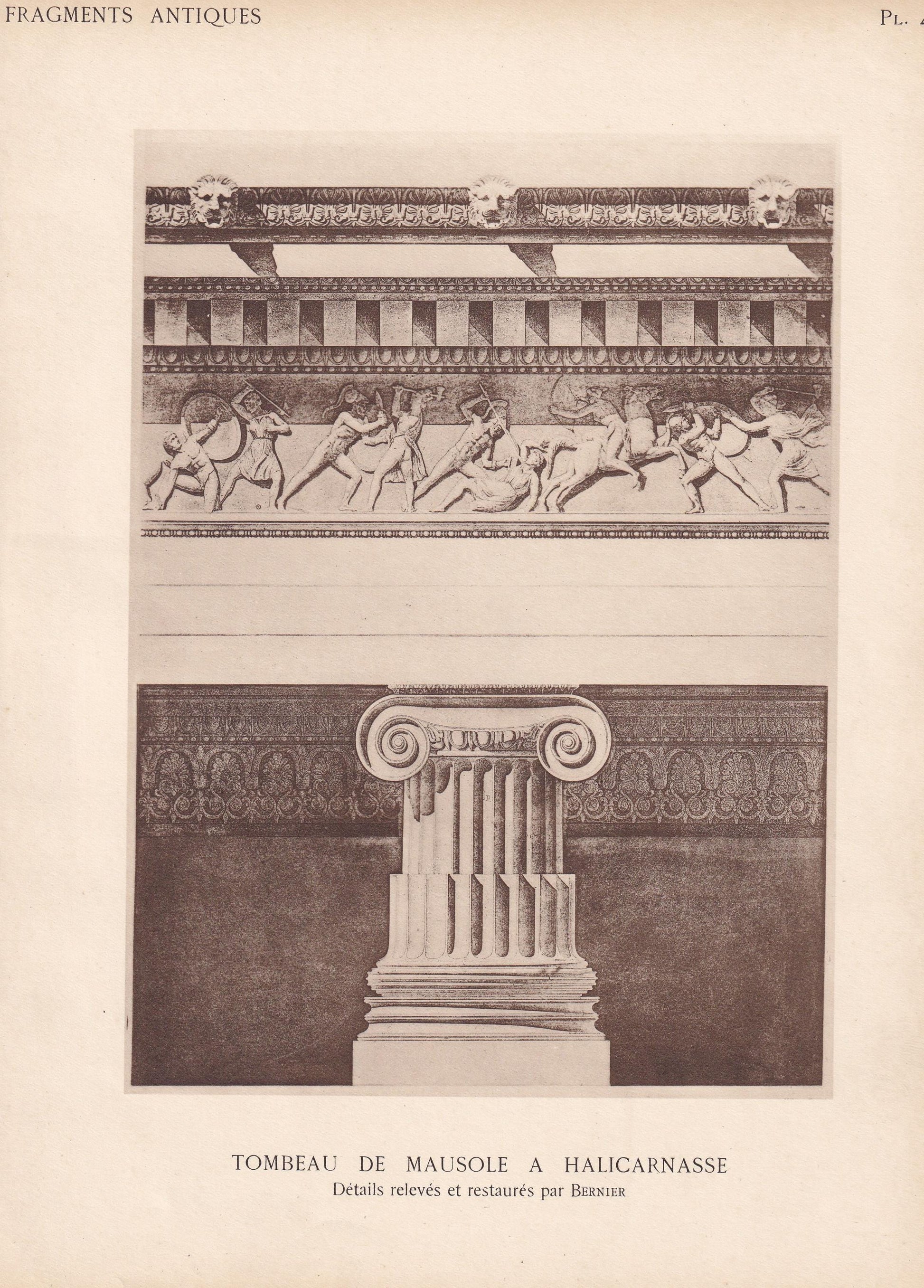 c. 1910 MAUSOLEUM AT HALICARNASSUS - Roman Architecture Print - Roman Greek History - Gift Decor - 8.6 x 12 Inches