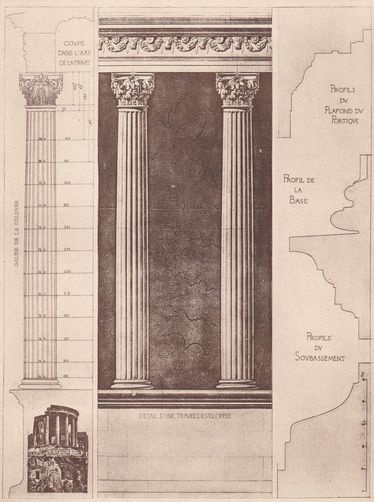 c. 1910 TEMPLE OF VESTA, In Tivoli - Roman Architecture Print - Roman Greek History - Gift Decor - 8.6 x 12 Inches