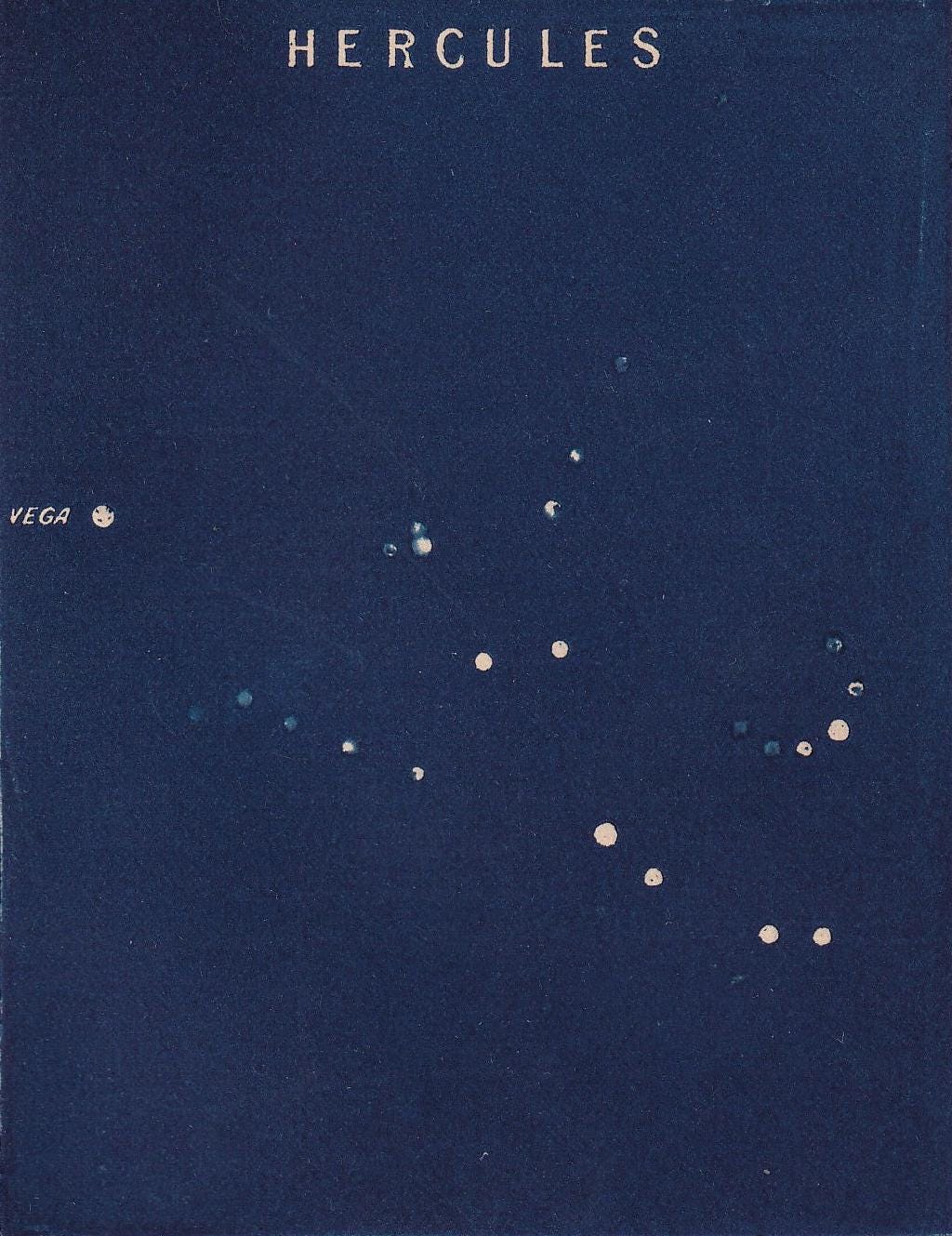 1900 STAR MAP Print - HERCULES - Constellations Wall Art - Antique Astronomy Decor - Original Vintage Print - 4.5 x 5.5 Inches