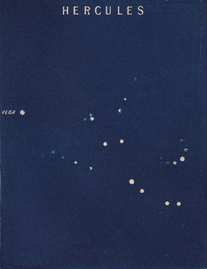 1900 STAR MAP Print - HERCULES - Constellations Wall Art - Antique Astronomy Decor - Original Vintage Print - 4.5 x 5.5 Inches