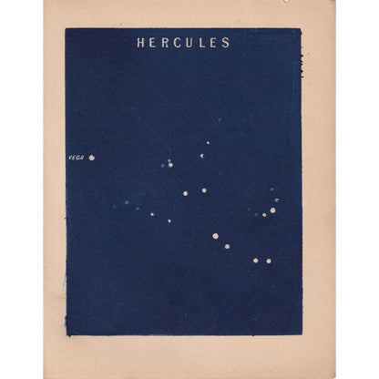 1900 STAR MAP Print - HERCULES - Constellations Wall Art - Antique Astronomy Decor - Original Vintage Print - 4.5 x 5.5 Inches