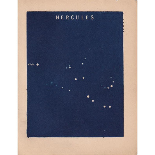 1900 STAR MAP Print - HERCULES - Constellations Wall Art - Antique Astronomy Decor - Original Vintage Print - 4.5 x 5.5 Inches