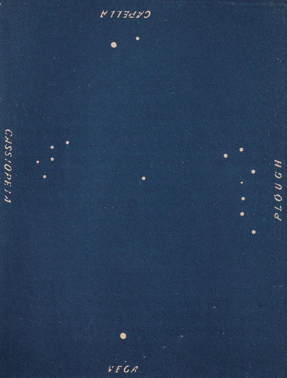 1900 STAR MAP Print - VEGA, Plough, Capella & Cassiopeia - Constellations Wall Art - Antique Astronomy Decor - Vintage - 4.5 x 5.5 Inches