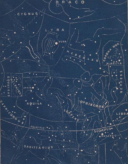 1900 STAR MAP Print - VEGA Quarter - Constellations Wall Art - Antique Astronomy Decor - Vintage Print - 4.5 x 5.5 Inches