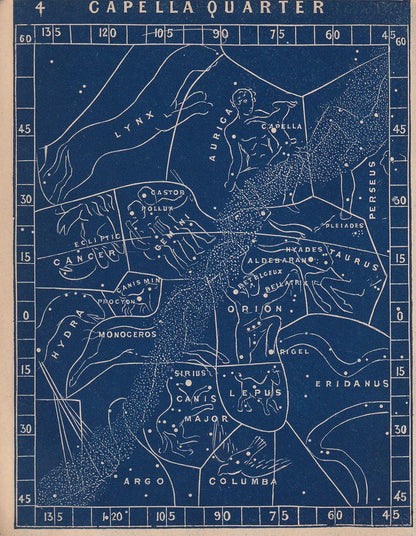 1900 STAR MAP Print - CAPELLA Quarter - Constellations Wall Art - Antique Astronomy Decor - Vintage Print - 4.5 x 5.5 Inches